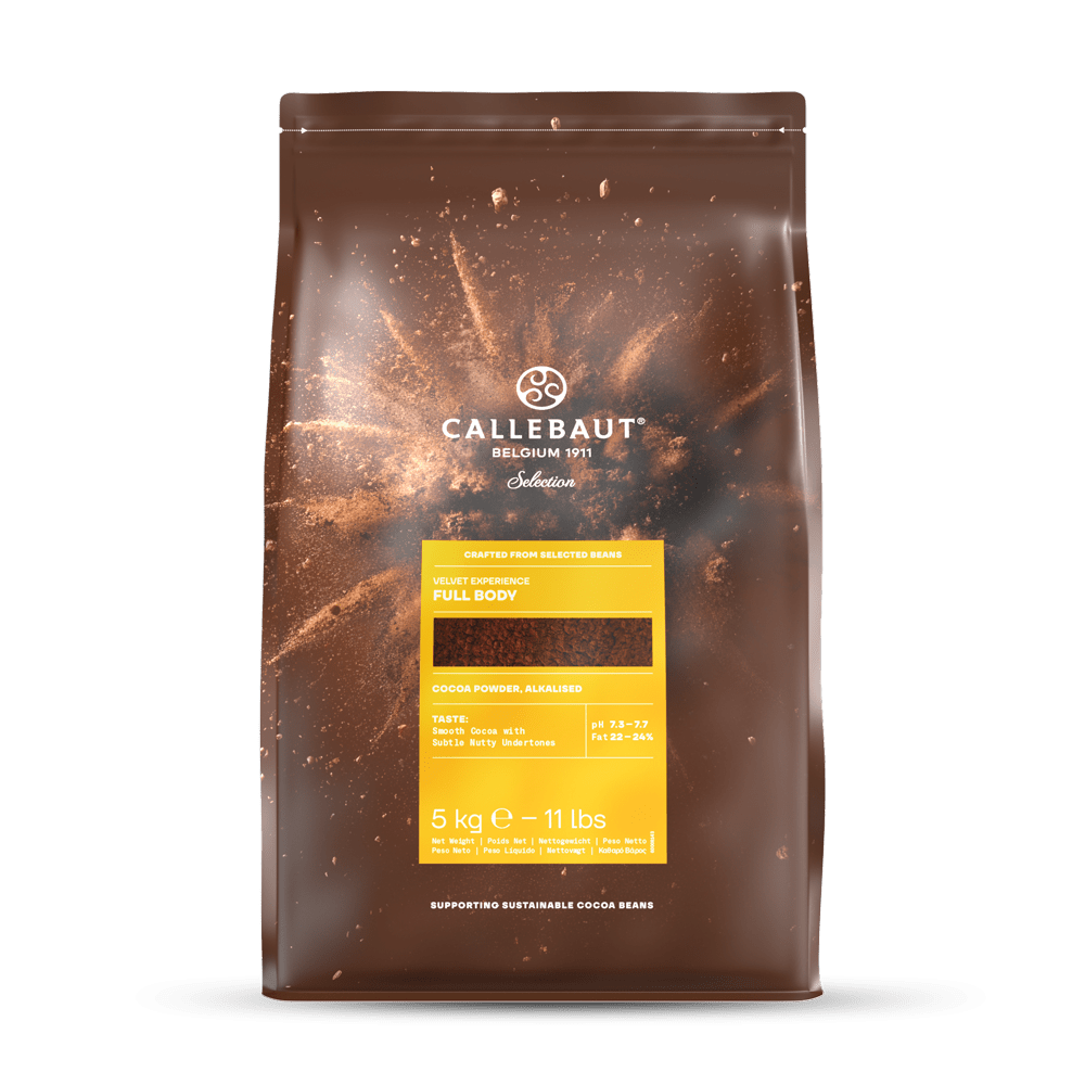Callebaut Kakao Velvet 5kg cocoa powder pouch with yellow label