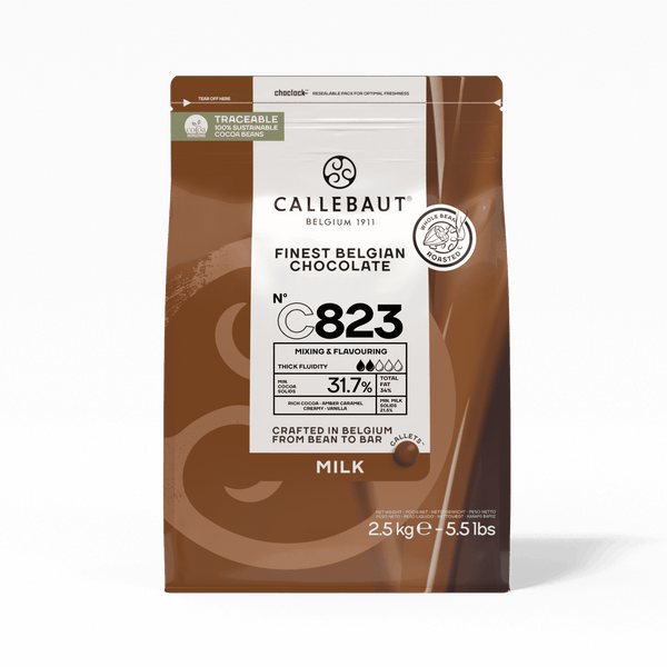 Callebaut C823 milk chocolate 33.6% 2.5kg resealable pouch