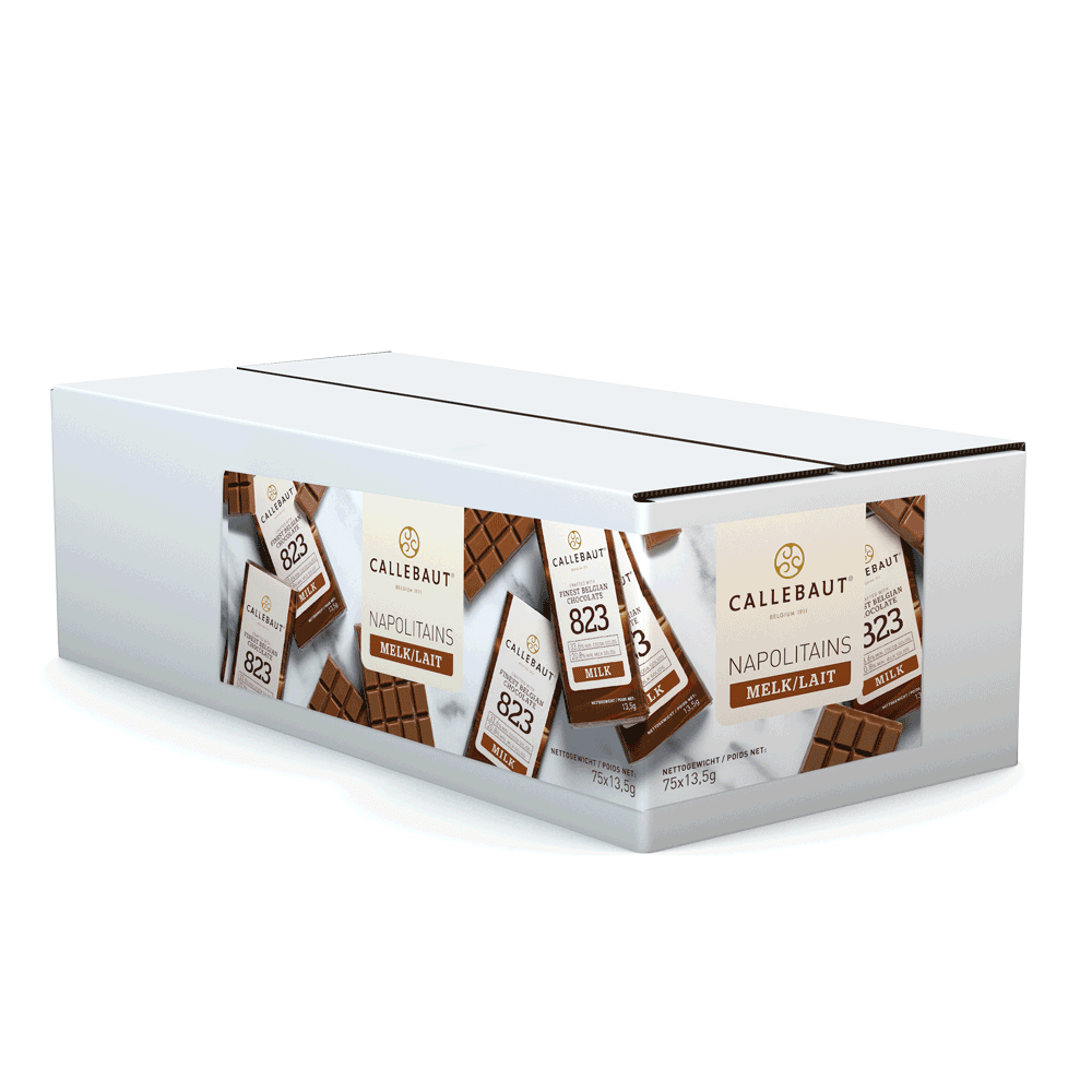 Callebaut Napolitains maitosuklaanäyttelylaatikko, jossa 75 palaa