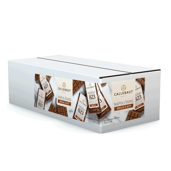 Callebaut Napolitains Milk chocolate display box containing 75 bars