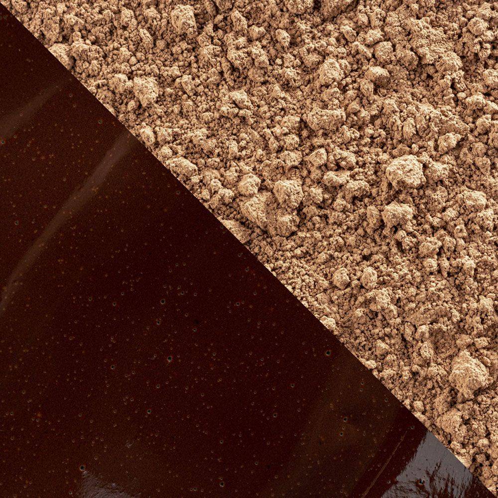 Närbild på Callebaut Velvet Légère kakaopulver och chokladmassa