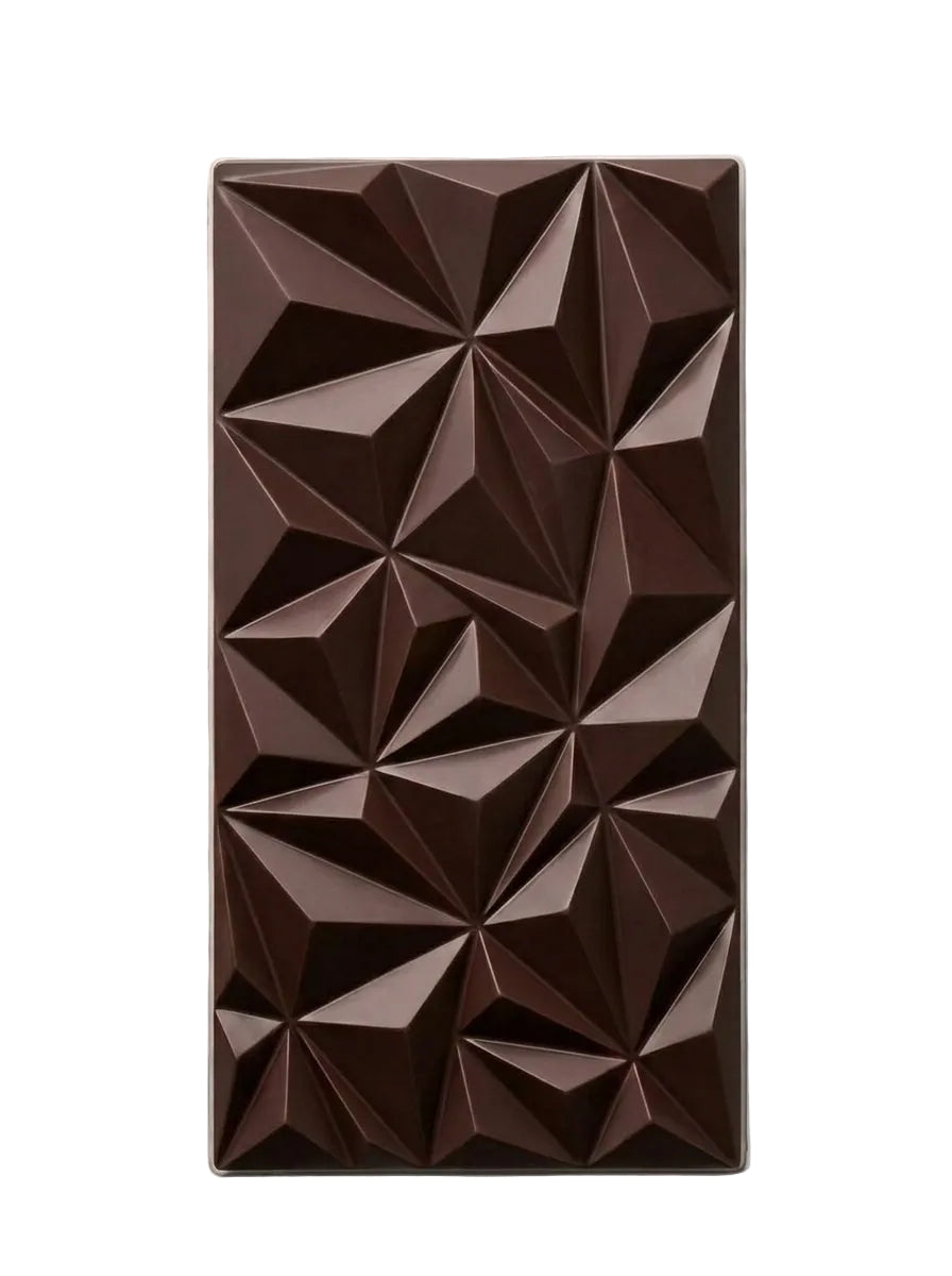 Benjamissimo 100% organic dark chocolate bar with geometric faceted pattern