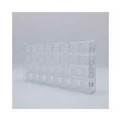 Transparent plastpralinform med 32 bubbelkaviteter för professionell chokladtillverkning