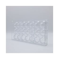 Transparent pralinform med 21 dubbelbubbla-kaviteter