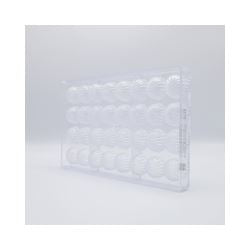 Transparent pralinform med 32 kvadratiska kaviteter för elegant chokladtillverkning