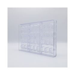 Transparent pralinform med geometriska kavitetser för elegant chokladdesign