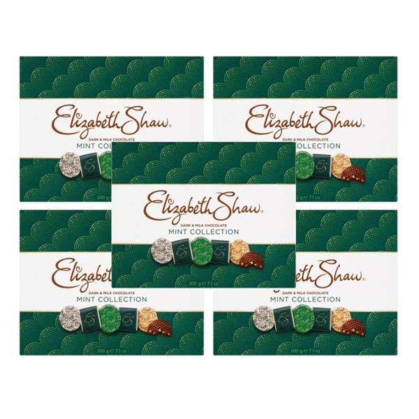 Elizabeth Shaw Mint Collection chocolate gift box, assorted dark and milk mint chocolates in elegant green packaging
