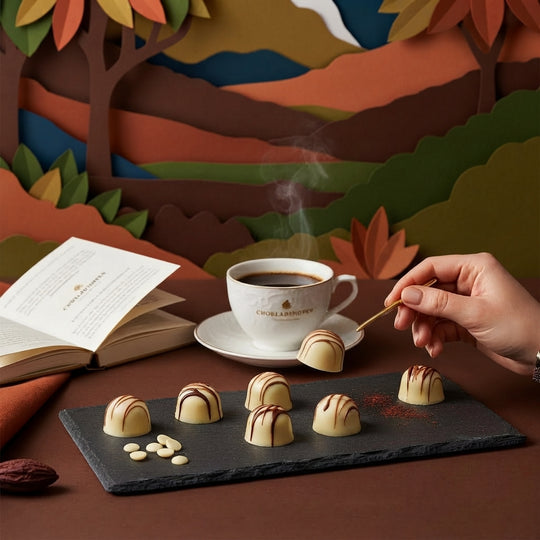 Callebaut valkosuklaa-pralinit ja kahvi