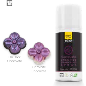 Mona Lisa gnistrande lila spray för chokladfärg, 150ml med metallisk finish