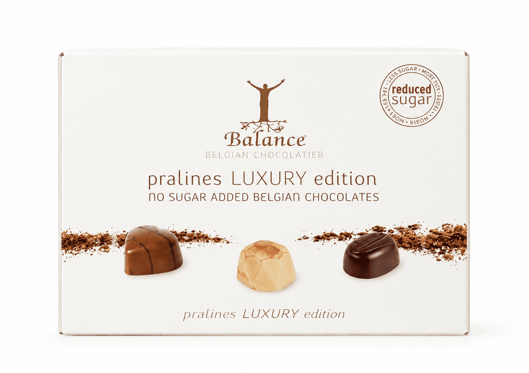 Balance luxury sugar-free Belgian chocolate box with assorted pralines