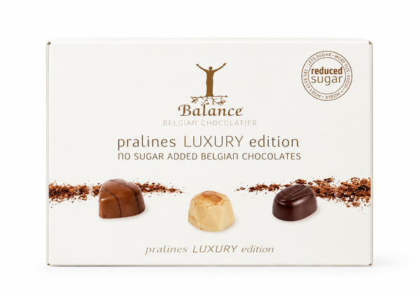 Balance luxury sugar-free Belgian chocolate box with assorted pralines