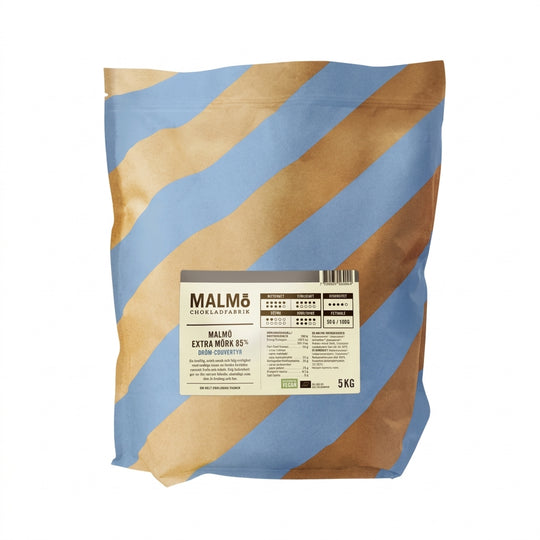 Malmö Chokladfabrik 85 % tumma suklaa 5 kg pussi, kierrätyspaperipakkaus
