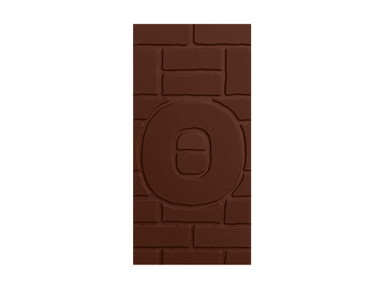 Närbild på Malmö Chokladfabrik Mintdröm 55% choklad med tegelmönster