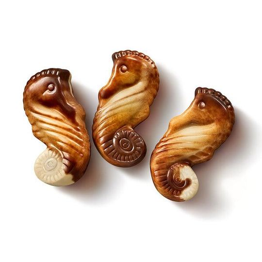 Guylian marbled seahorse chocolates with swirls of hazelnut praline and milk chocolate