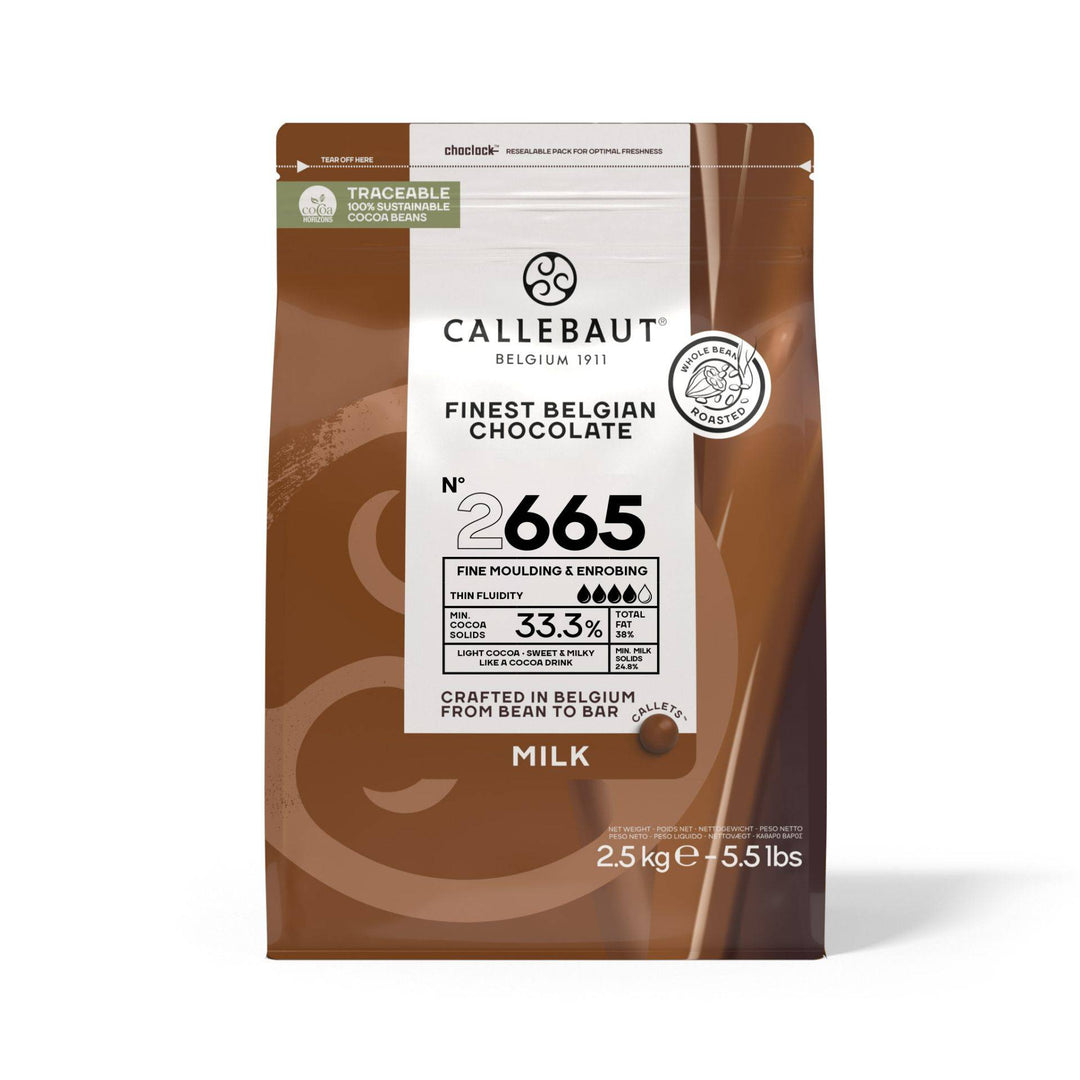 Callebaut 2665 maitosuklaa 34,4 % kaakaota 2,5 kg:n ilmatiiviissä leikkipussissa