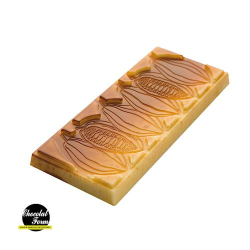 Vaalea suklaalautanen, jossa kaakaohernekuvio, Chocolate Worldilta