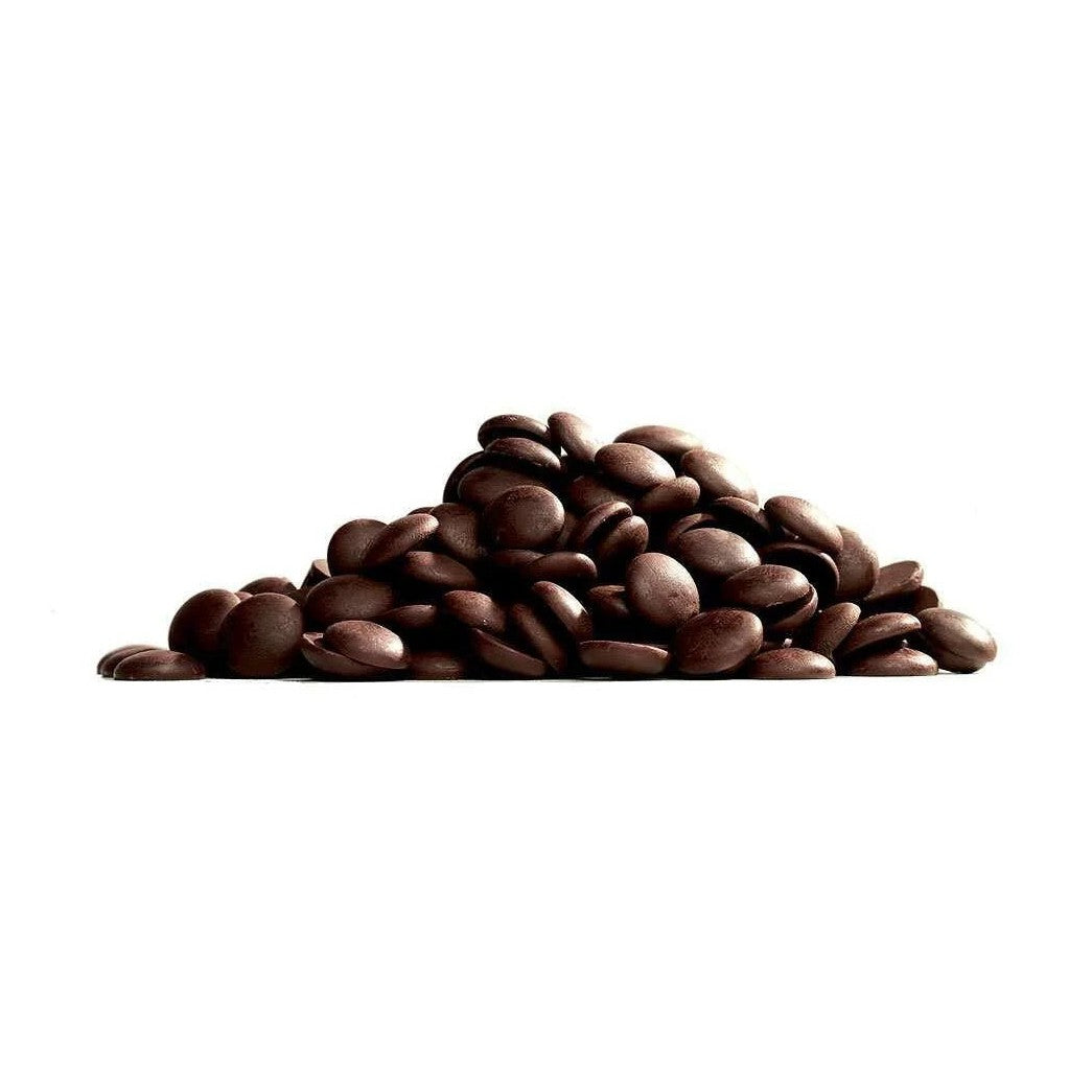 Chokladshopen Callebaut Fleur de Cao mörk choklad 70% i form av smidiga chokladknappar för bakning och pralinering