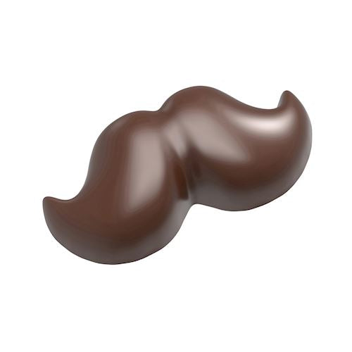 Mörkbrun mustaschformad pralinform med glansig yta