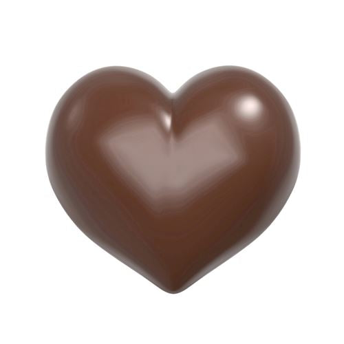 Glansig hjärtformad mjölkchokladpralin med slät yta