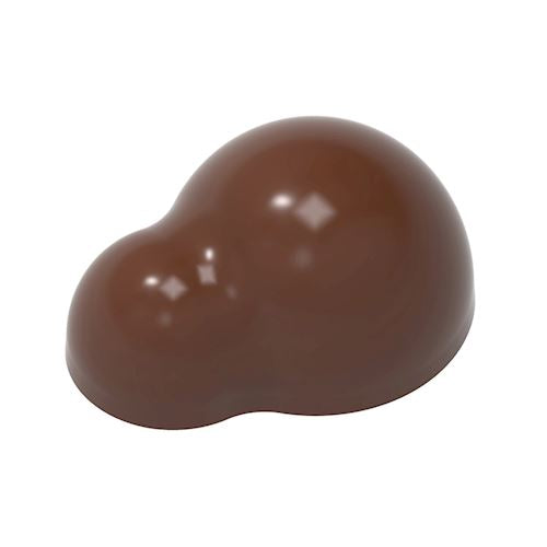 Glansig brun chokladpralin i dubbelbubbla-form