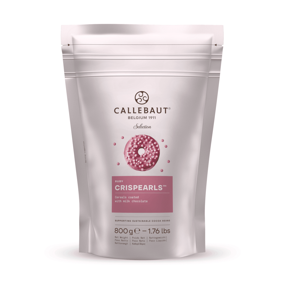 Callebaut Ruby Crispearls 800 g pussi ruusunväristä suklaata ja rapeita helmiä