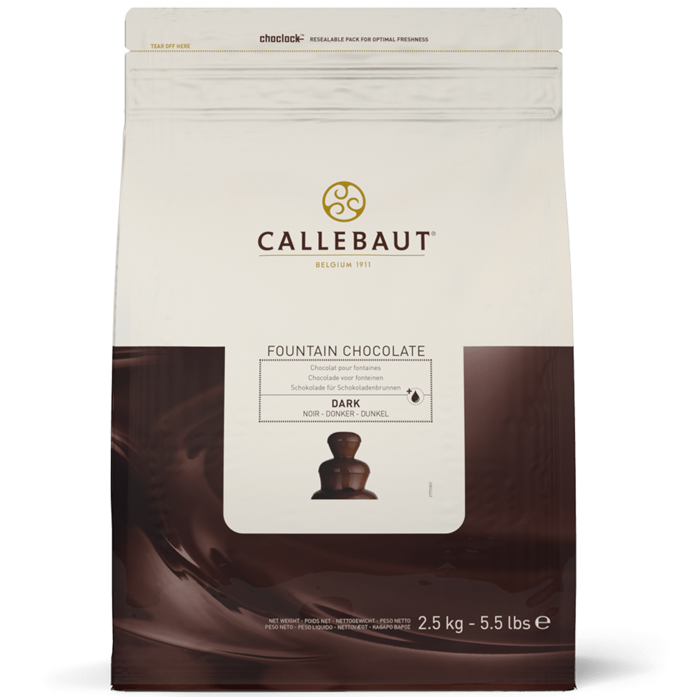 Callebaut dark fountain chocolate 59.1% cocoa in 2.5kg resealable pouch