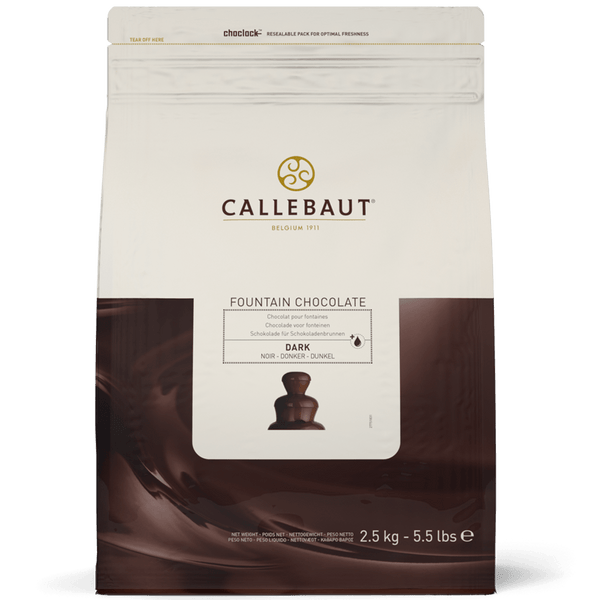 Callebaut dark fountain chocolate 59.1% cocoa in 2.5kg resealable pouch